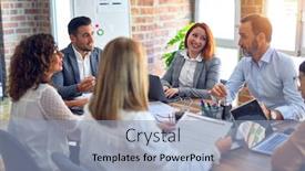  Presentation with working together - Slide deck having group-of-business-workers-working background and a light blue colored foreground