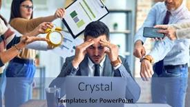  Presentation with working together - Colorful slide deck enhanced with group-of-business-workers-working backdrop and a teal colored foreground