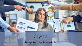  Presentation with working together - Presentation design having group-of-business-workers-working background and a light blue colored foreground