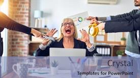  Presentation with partners - Slide set with group-of-business-workers-working background and a light blue colored foreground