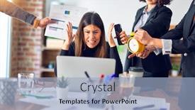  Presentation with working together - PPT theme featuring group-of-business-workers-working background and a light blue colored foreground