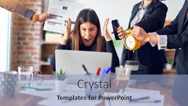  Presentation with working together - Slide set having group-of-business-workers-working background and a light blue colored foreground