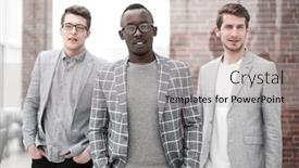  Presentation with youth group - Presentation theme with group of business youth on the background of the office background and a light gray colored foreground