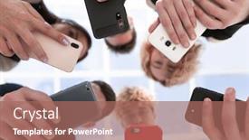  Presentation with smartphones - Presentation featuring group-of-businessman-hold-smartphones background and a coral colored foreground