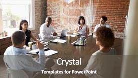  Presentation with meeting - Amazing PPT layouts having group of businesspeople meeting backdrop and a tawny brown colored foreground