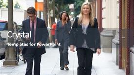  Presentation with group of people silhouettes walking - Slide set featuring group of businesspeople walking along background and a tawny brown colored foreground
