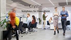  Presentation with walking together - Amazing slide deck having group-of-businesswomen-and-businessmen backdrop and a light gray colored foreground