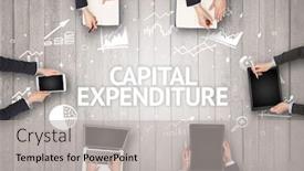  Presentation with working capital - Colorful slide deck enhanced with group-of-busy-people-working backdrop and a light gray colored foreground