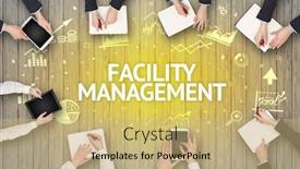  Presentation with facility management - Amazing PPT layouts having group-of-busy-people-working backdrop and a coral colored foreground