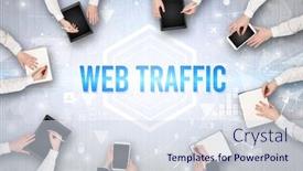 Presentation with web technology - Colorful presentation theme enhanced with group-of-busy-people-working backdrop and a sky blue colored foreground
