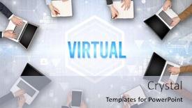  Presentation with virtual technology - Slide set consisting of group-of-busy-people-working background and a lemonade colored foreground