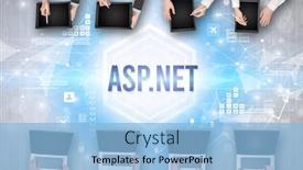  Presentation with busy - Presentation theme consisting of group-of-busy-people-working background and a light blue colored foreground