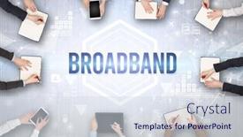  Presentation with broadband - Audience pleasing theme consisting of group-of-busy-people-working backdrop and a sky blue colored foreground