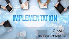  Presentation with busy - PPT layouts having group-of-busy-people-working background and a light blue colored foreground