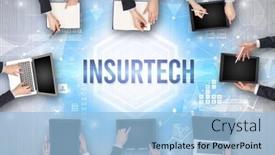  Presentation with busy - Presentation theme featuring group-of-busy-people-working background and a light blue colored foreground