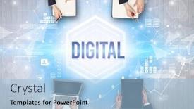  Presentation with busy - Slide deck enhanced with group-of-busy-people-working background and a light blue colored foreground