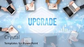  Presentation with busy - Presentation having group-of-busy-people-working background and a light blue colored foreground