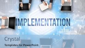  Presentation with busy - Slide deck featuring group-of-busy-people-working background and a light blue colored foreground