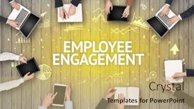  Presentation with busy - Theme having group-of-busy-people-working background and a coral colored foreground