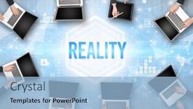  Presentation with busy - Presentation design with group-of-busy-people-working background and a light blue colored foreground