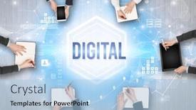  Presentation with busy - Theme having group-of-busy-people-working background and a light blue colored foreground