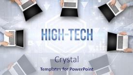  Presentation with busy - Slide set having group-of-busy-people-working background and a sky blue colored foreground