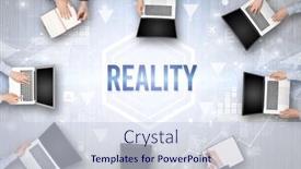  Presentation with busy - Theme enhanced with group-of-busy-people-working background and a sky blue colored foreground