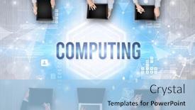  Presentation with busy - PPT theme with group-of-busy-people-working background and a light blue colored foreground