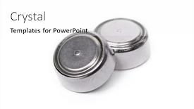  Presentation with batteries - Presentation design enhanced with group-of-button-cell-isolated background and a white colored foreground