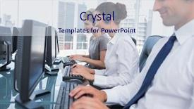  Presentation with call center - Cool new presentation with group of call center agents backdrop and a lemonade colored foreground