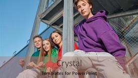  Presentation with youth group - Theme having group-of-carefree-friends-teenagers background and a coral colored foreground