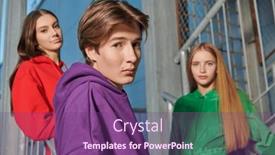  Presentation with youth group - Slides with group-of-carefree-friends-teenagers background and a violet colored foreground