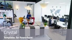  Presentation with business casual - Presentation theme featuring group-of-casual-multiethnic-business background and a gray colored foreground