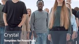  Presentation with casual young people - PPT theme with group-of-casual-young-people background and a ocean colored foreground