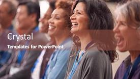  Presentation with small group - Cool new PPT layouts with group-of-casually-dressed-businessmen backdrop and a tawny brown colored foreground