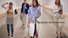  Presentation with pedestrian - Presentation theme featuring group-of-caucasian-business-colleagues background and a coral colored foreground