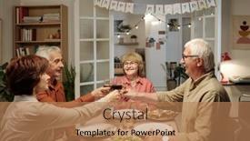  Presentation with birthday party - Presentation theme having group-of-cheerful-aged-people background and a coral colored foreground