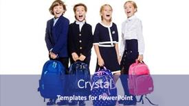  Presentation with school children - Slides with group of cheerful children posing in school uniform school fashion isolated over white background full length portrait background and a navy blue colored foreground