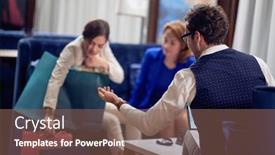  Presentation with hotel business - Cool new slides with group-of-cheerful-colleagues-joking backdrop and a violet colored foreground