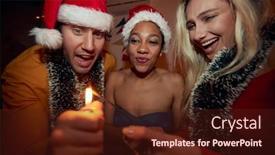  Presentation with new year - Beautiful slides featuring group-of-cheerful-friends-lighting backdrop and a tawny brown colored foreground