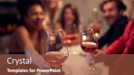  Presentation with toasting - Amazing PPT theme having group-of-cheerful-friends-toasting backdrop and a red colored foreground