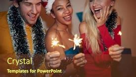  Presentation with sprinkles - Slide deck enhanced with group-of-cheerful-friends background and a tawny brown colored foreground