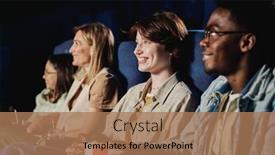  Presentation with multi ethnic group - PPT theme consisting of group-of-cheerful-multi-ethnic background and a coral colored foreground