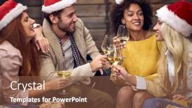  Presentation with toasting - Beautiful theme featuring group-of-cheerful-people-toasting backdrop and a tawny brown colored foreground