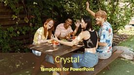  Presentation with dinner party - Theme consisting of group-of-cheerful-positive-young background and a tawny brown colored foreground