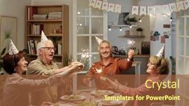  Presentation with sparkling lights - Slide set featuring group-of-cheerful-senior-friends background and a tawny brown colored foreground