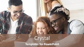  Presentation with multi ethnic group - Cool new slides with group-of-cheerful-young-multi backdrop and a violet colored foreground