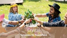  Presentation with campsite - Colorful slide set enhanced with group-of-cheerful-young-multi backdrop and a coral colored foreground