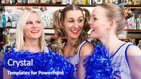  Presentation with sports bar - Slide deck consisting of group of cheerleader girls watching background and a royal blue colored foreground
