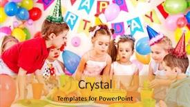  Presentation with happy birthday - Cool new theme with group of child happy birthday backdrop and a yellow colored foreground